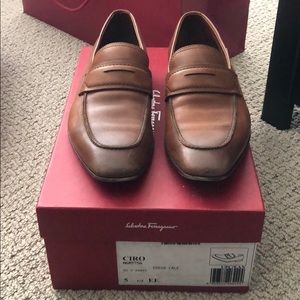 Ferragamo brown slip on loafers